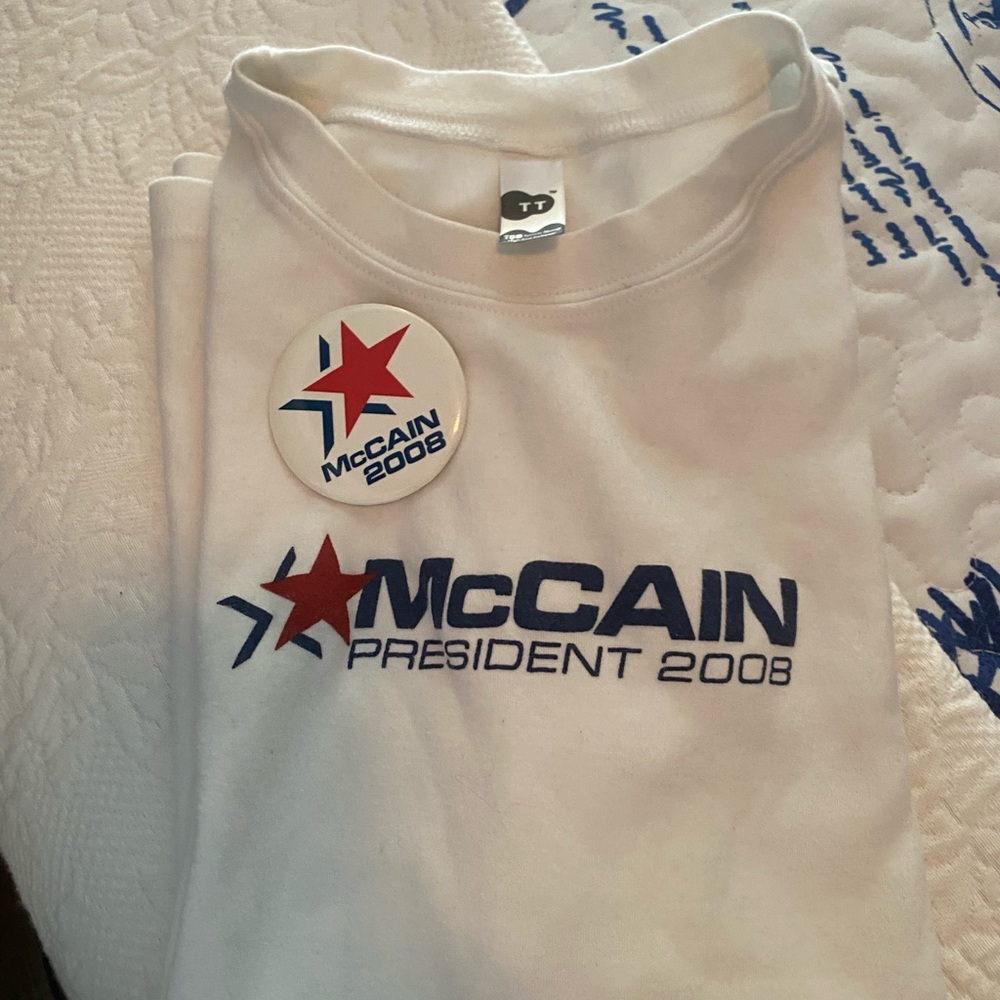 Vintage White Tee with McCain 2008 Design
